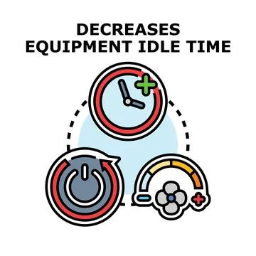 Optimizing equipment idle time decreasing waiting concept Stock Illustration