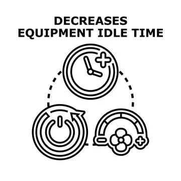 Optimizing equipment idle time decreasing waiting concept Stock Illustration