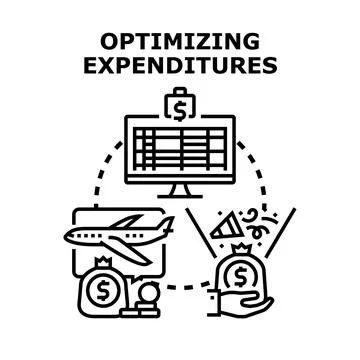 Optimizing expenditures and financial budgeting concept イラスト素材