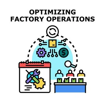 Optimizing factory operations process vector illustration Stock Illustration