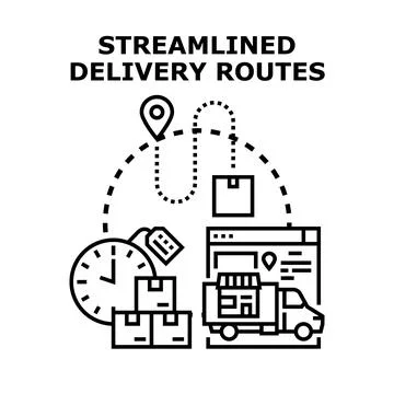 Optimizing fast delivery routes and logistics management Stock Illustration