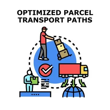 Optimizing global parcel transport paths for efficient logistics 스톡 일러스트
