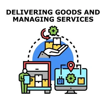 Optimizing goods delivery and service management logistics Illustrazione stock