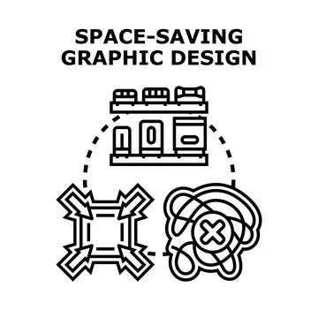 Optimizing graphic design process saving space concept Stock Illustration