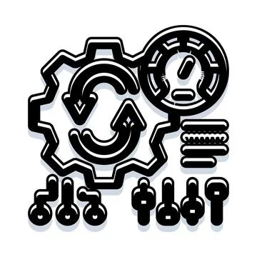 Optimizing industrial process with automation and efficiency controls Stock Illustration