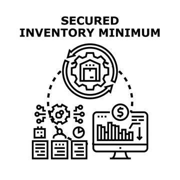 Optimizing inventory management for secured minimum stock levels Ilustración de archivo