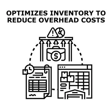 Optimizing inventory reducing overhead business costs Stock Illustration
