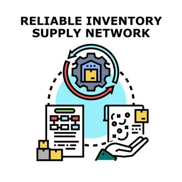Optimizing inventory supply chain management network concept Stock Illustration