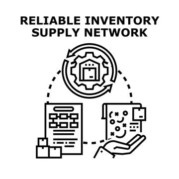 Optimizing inventory supply chain management network concept Stock Illustration