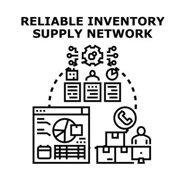 Optimizing inventory supply chain through network management system Illustrazione stock
