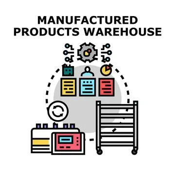 Optimizing manufactured products warehouse process management Stock Illustration