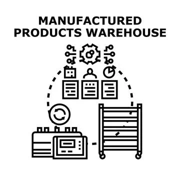 Optimizing manufactured products warehouse process management Stock Illustration