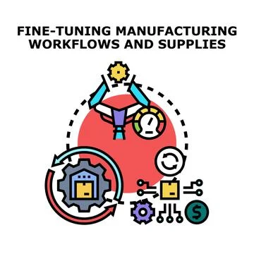 Optimizing manufacturing workflow improving supply chain efficiency process Ilustración de archivo