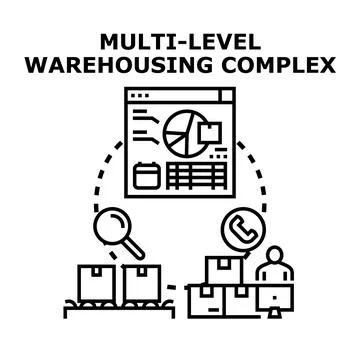 Optimizing multi level warehousing complex logistics operations Stock Illustration