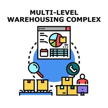 Optimizing multi level warehousing complex logistics operations Stock Illustration