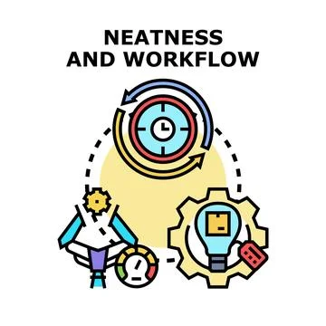 Optimizing neatness and workflow with effective management process Stock Illustration