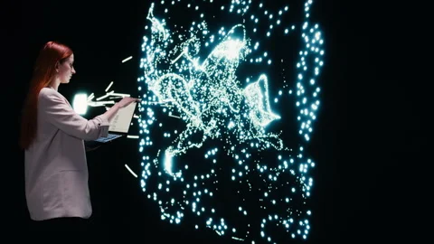 Optimizing neural network, augmented reality tech and software developer Stock Footage 330207122