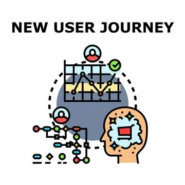 Optimizing new user journey digital experience concept Stock Illustration