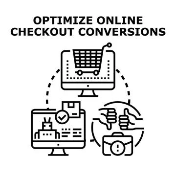 Optimizing online checkout conversions process with digital marketing 스톡 일러스트