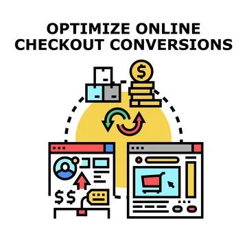 Optimizing online checkout conversions process vector illustration Stock Illustration