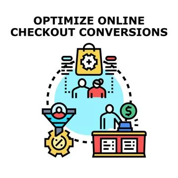 Optimizing online checkout conversions process illustration Stock Illustration