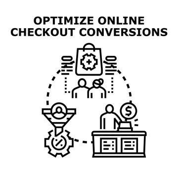 Optimizing online checkout conversions process illustration Stock Illustration