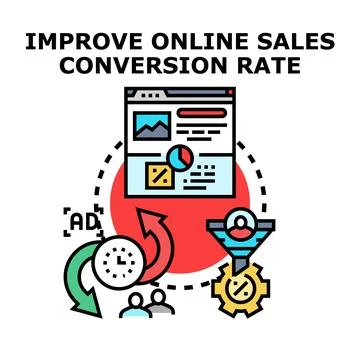 Optimizing online sales conversion marketing strategy Illustrazione stock
