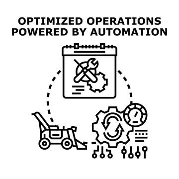 Optimizing operations with automation technology and scheduled maintenance Stock Illustration