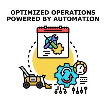 Optimizing operations with automation technology and scheduled maintenance Stock Illustration