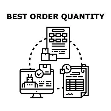 Optimizing order quantity management logistics process Stock-Illustration