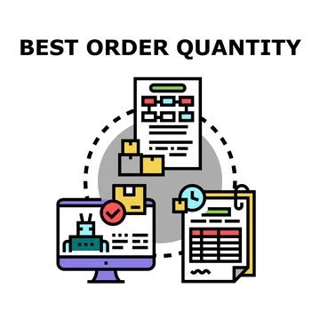 Optimizing order quantity management logistics process Stockillustratie
