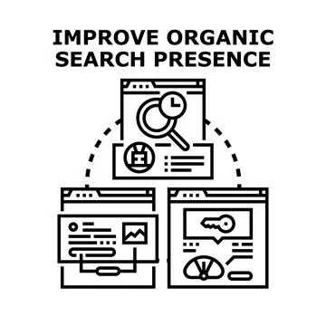 Optimizing organic search presence strategy for web rank Stock Illustration