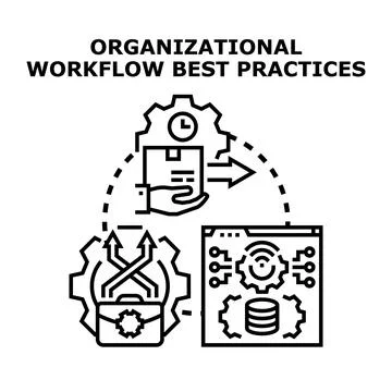 Optimizing organizational workflow best practices and efficient processes Stock Illustration