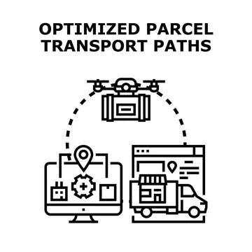 Optimizing parcel delivery logistics and transport systems Stock Illustration
