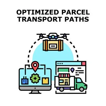 Optimizing parcel delivery logistics and transport systems Stock Illustration
