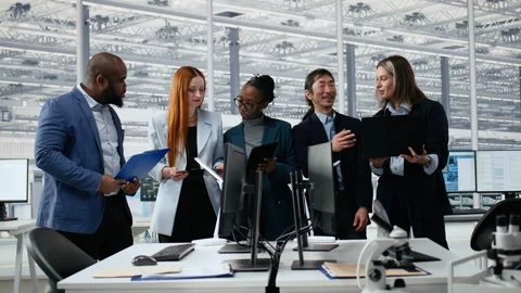 Optimizing PCB production, engineering and portrait of smiling multiethnic team Stock Footage 335880880