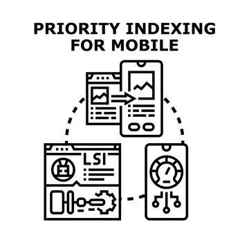 Optimizing priority indexing for mobile search performance Stock Illustration