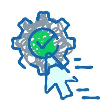 Optimizing process with cursor checkmark and gear icon Stock Illustration