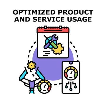 Optimizing product and service usage concept Ilustración de archivo