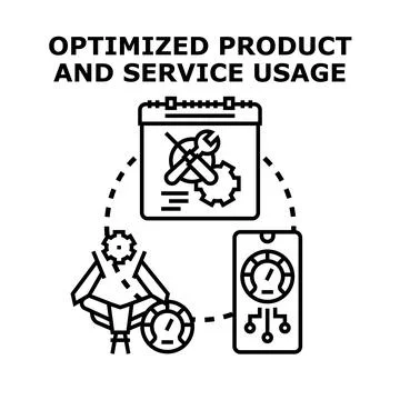 Optimizing product and service usage concept Ilustración de archivo