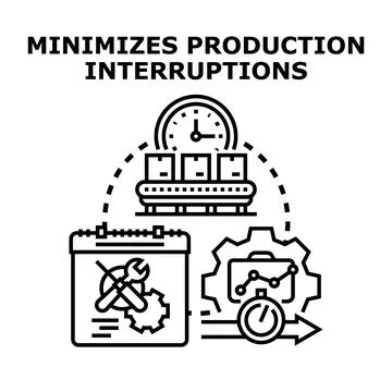 Optimizing production process minimizing interruptions concept Stock Illustration