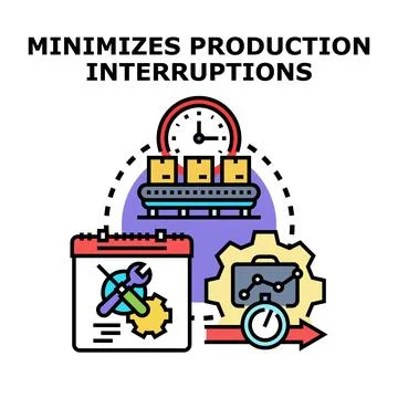 Optimizing production process minimizing interruptions concept Stock Illustration
