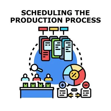 Optimizing production process scheduling and management icon concept Stock Illustration