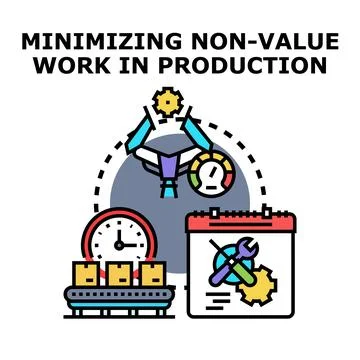 Optimizing production processes minimizing non value work Stock Illustration