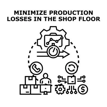 Optimizing production processes minimizing shop floor losses Illustrazione stock