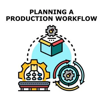 Optimizing production workflow planning and development concept Stock Illustration