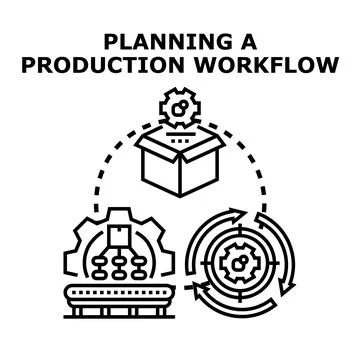 Optimizing production workflow planning and development concept Stock Illustration