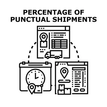 Optimizing punctual shipment percentage tracking logistics concept Stock Illustration
