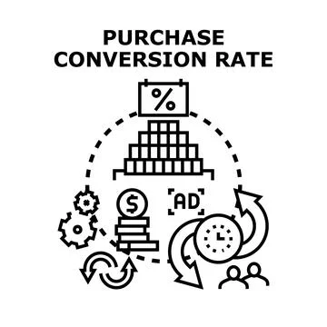 Optimizing purchase conversion rate through digital marketing process Stock Illustration