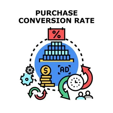 Optimizing purchase conversion rate through digital marketing process Stock Illustration